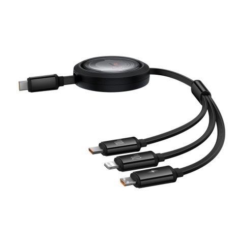 3w1 Kabel uniwersalny zwijany USB-C - Lightning / USB-C / micro USB 100W 1.1m - czarny 3w1 Kabel uniwersalny zwijany USB-C - Lightning / USB-C / micro USB 100W 1.1m - czarny