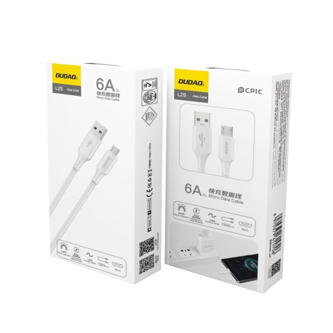 Kabel przewód L2SM USB-A - micro USB 6A 1.2 m - biały Kabel przewód L2SM USB-A - micro USB 6A 1.2 m - biały