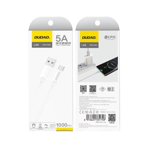 Kabel przewód do ładowania L4ST USB-A - USB-C 2A 1m - biały Kabel przewód do ładowania L4ST USB-A - USB-C 2A 1m - biały