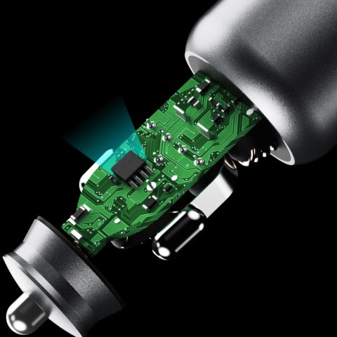 Ładowarka samochodowa R4T 30W USB-A USB-C - szara Ładowarka samochodowa R4T 30W USB-A USB-C - szara
