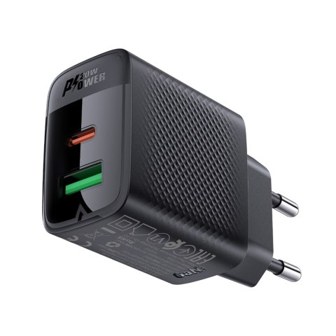 Ładowarka sieciowa A78 GaN USB-A USB-C PD 20W - czarna Ładowarka sieciowa A78 GaN USB-A USB-C PD 20W - czarna