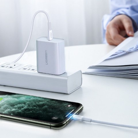 Kabel przewód MFi USB-C - iPhone Lightning 20W 3A 0.25m - biały Kabel przewód MFi USB-C - iPhone Lightning 20W 3A 0.25m - biały