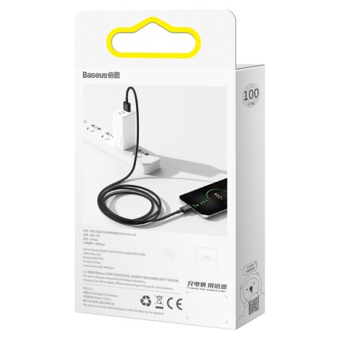 Kabel przewód Superior USB-A - micro USB 2A 2m - czarny Kabel przewód Superior USB-A - micro USB 2A 2m - czarny