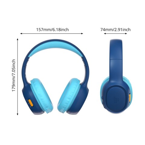 Słuchawki bezprzewodowe KH02 Bluetooth dla dzieci bezpieczne z kontrolą głośności - niebieskie Słuchawki bezprzewodowe KH02 Bluetooth dla dzieci bezpieczne z kontrolą głośności - niebieskie