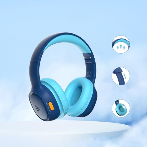 Słuchawki bezprzewodowe KH02 Bluetooth dla dzieci bezpieczne z kontrolą głośności - niebieskie Słuchawki bezprzewodowe KH02 Bluetooth dla dzieci bezpieczne z kontrolą głośności - niebieskie
