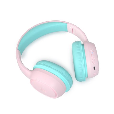Słuchawki bezprzewodowe KH02 Bluetooth dla dzieci bezpieczne z kontrolą głośności - różowe Słuchawki bezprzewodowe KH02 Bluetooth dla dzieci bezpieczne z kontrolą głośności - różowe