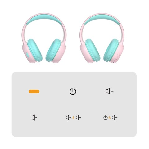 Słuchawki bezprzewodowe KH02 Bluetooth dla dzieci bezpieczne z kontrolą głośności - różowe Słuchawki bezprzewodowe KH02 Bluetooth dla dzieci bezpieczne z kontrolą głośności - różowe