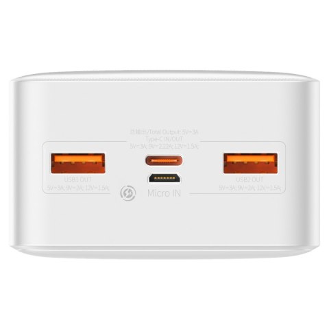 Bipow powerbank z szybkim ładowaniem 30000mAh kabel USB-A microUSB 0.25m biały Bipow powerbank z szybkim ładowaniem 30000mAh kabel USB-A microUSB 0.25m biały