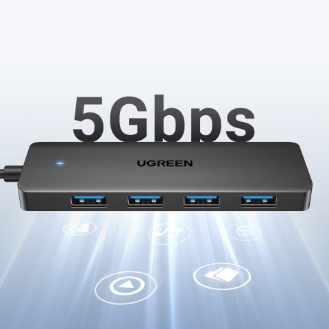 HUB rozdzielacz portu USB-A 3.0 na 4 porty USB-A 3.0 kabel 1m - czarny HUB rozdzielacz portu USB-A 3.0 na 4 porty USB-A 3.0 kabel 1m - czarny