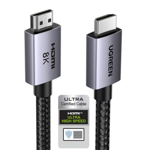 Kabel przewód HDMI 2.1 8K certyfikowany VRR QMS QFT ALLM 3m - szary Kabel przewód HDMI 2.1 8K certyfikowany VRR QMS QFT ALLM 3m - szary