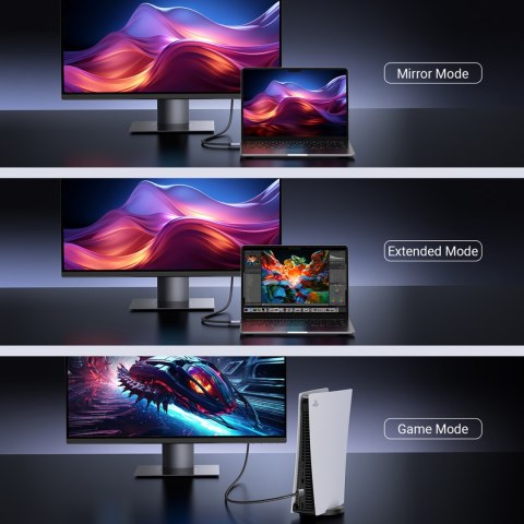 Kabel przewód HDMI 2.1 8K certyfikowany VRR QMS QFT ALLM 3m - szary Kabel przewód HDMI 2.1 8K certyfikowany VRR QMS QFT ALLM 3m - szary