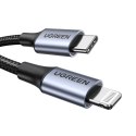 Kabel przewód do iPhone Lightning - USB-C 2.0 MFi 1m - szary
