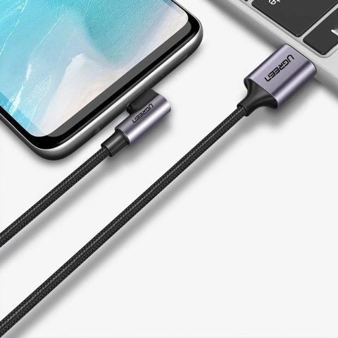 Kabel przewód kątowy USB-A - USB-C 3A 3m - szary Kabel przewód kątowy USB-A - USB-C 3A 3m - szary