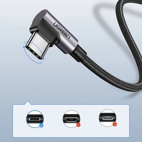 Kabel przewód kątowy USB-A - USB-C 3A 3m - szary Kabel przewód kątowy USB-A - USB-C 3A 3m - szary