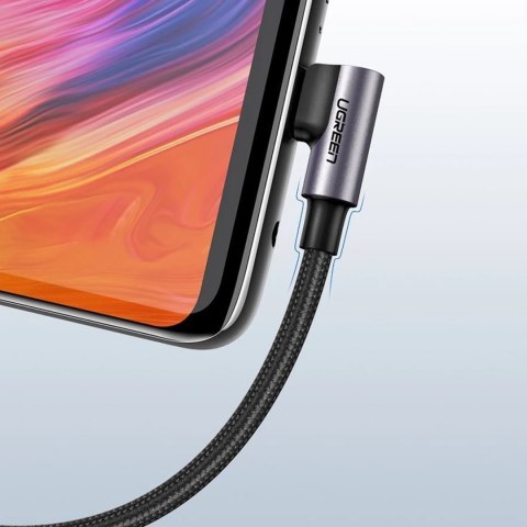 Kabel przewód kątowy USB-A - USB-C 3A 3m - szary Kabel przewód kątowy USB-A - USB-C 3A 3m - szary