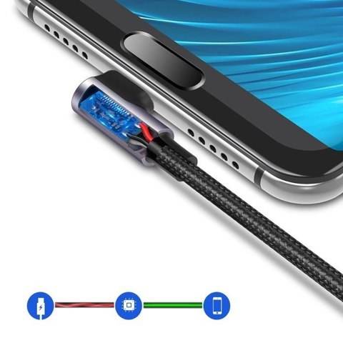 Kabel przewód kątowy USB-A - USB-C 3A 3m - szary Kabel przewód kątowy USB-A - USB-C 3A 3m - szary