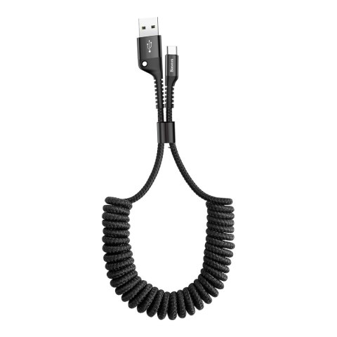 Kabel przewód spiralny Fish Eye USB-A - USB-C 2A 1m - czarny Kabel przewód spiralny Fish Eye USB-A - USB-C 2A 1m - czarny