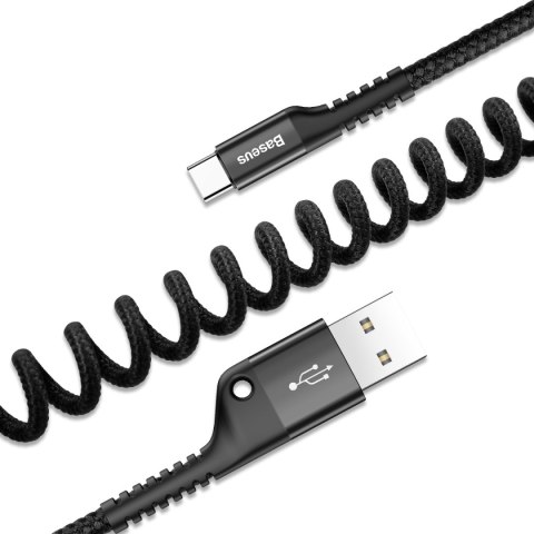 Kabel przewód spiralny Fish Eye USB-A - USB-C 2A 1m - czarny Kabel przewód spiralny Fish Eye USB-A - USB-C 2A 1m - czarny