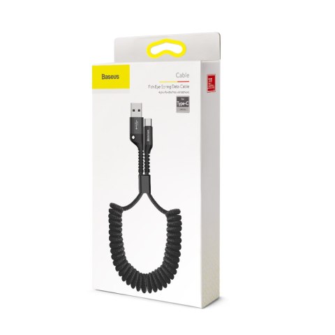 Kabel przewód spiralny Fish Eye USB-A - USB-C 2A 1m - czarny Kabel przewód spiralny Fish Eye USB-A - USB-C 2A 1m - czarny