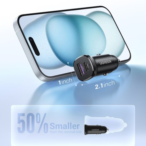 Ładowarka samochodowa USB-C USB-A 30W - czarna Ładowarka samochodowa USB-C USB-A 30W - czarna