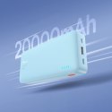 Powerbank 20000mAh Airpow 20W z kablem USB-A - USB-C 50cm - niebieski