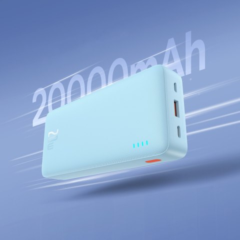 Powerbank 20000mAh Airpow 20W z kablem USB-A - USB-C 50cm - niebieski Powerbank 20000mAh Airpow 20W z kablem USB-A - USB-C 50cm - niebieski
