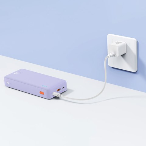 Powerbank 20000mAh Airpow Fast Charge 20W z kablem USB USB-C 50cm - fioletowy Powerbank 20000mAh Airpow Fast Charge 20W z kablem USB USB-C 50cm - fioletowy