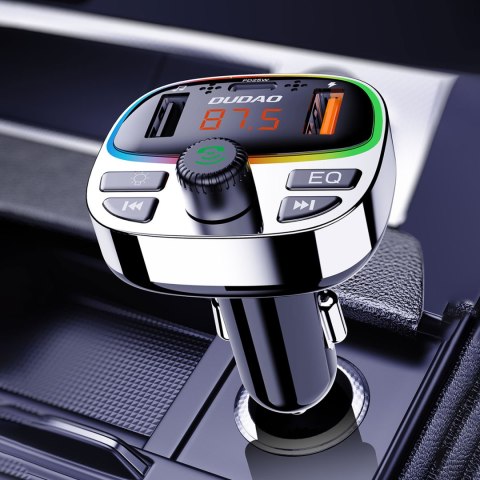 Transmiter samochodowy R2PRO+ z portami ładowania PD 25W Bluetooth 5.3 RGB - czarno-srebrny Transmiter samochodowy R2PRO+ z portami ładowania PD 25W Bluetooth 5.3 RGB - czarno-srebrny