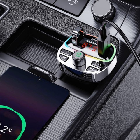 Transmiter samochodowy R2PRO+ z portami ładowania PD 25W Bluetooth 5.3 RGB - czarno-srebrny Transmiter samochodowy R2PRO+ z portami ładowania PD 25W Bluetooth 5.3 RGB - czarno-srebrny