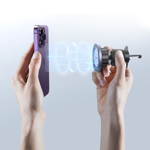 Uchwyt samochodowy magnetyczny na telefon do kratki nawiewu - czarny Uchwyt samochodowy magnetyczny na telefon do kratki nawiewu - czarny