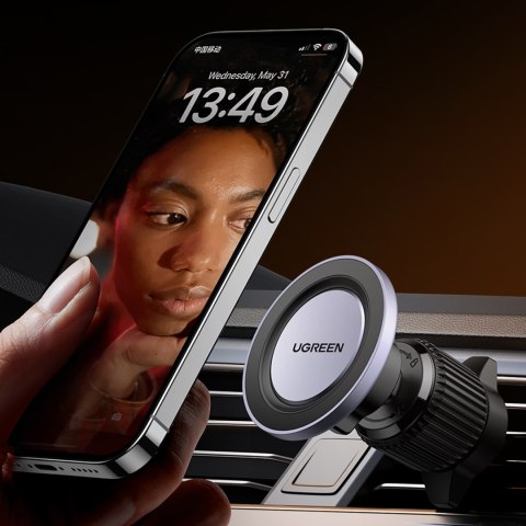 Uchwyt samochodowy magnetyczny na telefon do kratki nawiewu - czarny Uchwyt samochodowy magnetyczny na telefon do kratki nawiewu - czarny