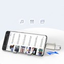 Adapter przejściówka USB-C (męski) - USB-A (żeński) z oczkiem na smycz - srebrny