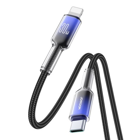Kabel przewód Crystal-Clear Series 30W USB-C - iPhone Lightning 1.2m - czarny Kabel przewód Crystal-Clear Series 30W USB-C - iPhone Lightning 1.2m - czarny