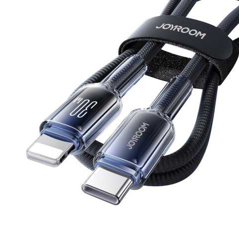 Kabel przewód Crystal-Clear Series 30W USB-C - iPhone Lightning 1.2m - czarny Kabel przewód Crystal-Clear Series 30W USB-C - iPhone Lightning 1.2m - czarny