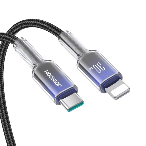 Kabel przewód Crystal-Clear Series 30W USB-C - iPhone Lightning 1.2m - czarny Kabel przewód Crystal-Clear Series 30W USB-C - iPhone Lightning 1.2m - czarny