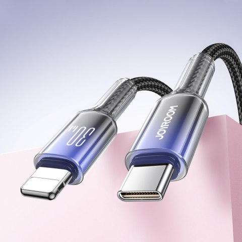 Kabel przewód Crystal-Clear Series 30W USB-C - iPhone Lightning 1.2m - czarny Kabel przewód Crystal-Clear Series 30W USB-C - iPhone Lightning 1.2m - czarny