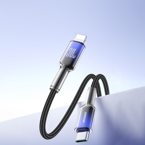 Kabel przewód Crystal-Clear Series 30W USB-C - iPhone Lightning 1.2m - czarny Kabel przewód Crystal-Clear Series 30W USB-C - iPhone Lightning 1.2m - czarny