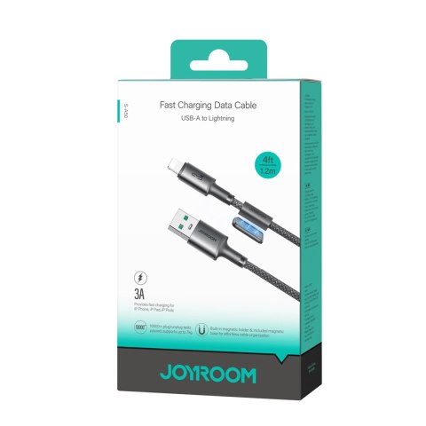 Kabel przewód USB-A - iPhone Lightning z organizerem uchwytem magnetycznym 1.2m - szary Kabel przewód USB-A - iPhone Lightning z organizerem uchwytem magnetycznym 1.2m - szary