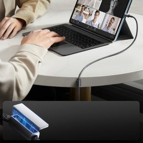 Kabel przewód USB-A - iPhone Lightning z organizerem uchwytem magnetycznym 1.2m - szary Kabel przewód USB-A - iPhone Lightning z organizerem uchwytem magnetycznym 1.2m - szary