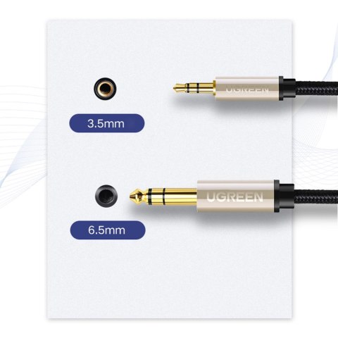 Kabel przewód audio TRS mini jack 3.5mm - jack 6.35mm 3m - szary Kabel przewód audio TRS mini jack 3.5mm - jack 6.35mm 3m - szary