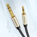 Kabel przewód audio TRS mini jack 3.5mm - jack 6.35mm 5m - szary