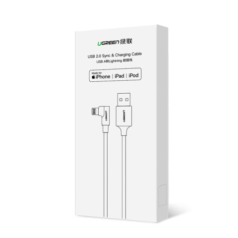 Kabel przewód kątowy iPhone Lightning - USB-A MFi 2.4A 1m - czerwony Kabel przewód kątowy iPhone Lightning - USB-A MFi 2.4A 1m - czerwony