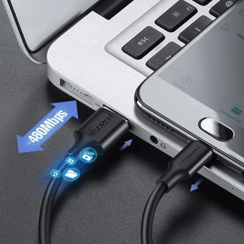 Kabel przewód micro USB - USB-A 25cm - czarny Kabel przewód micro USB - USB-A 25cm - czarny