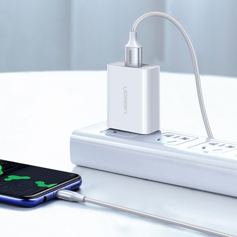 Kabel przewód w oplocie USB-A - USB-C QC 3.0 3A 0.5m - biały Kabel przewód w oplocie USB-A - USB-C QC 3.0 3A 0.5m - biały