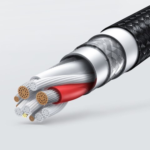 Kabel przewód w oplocie USB-A - iPhone Lightning MFi 2m - czarny Kabel przewód w oplocie USB-A - iPhone Lightning MFi 2m - czarny