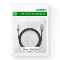 Kabel przewód w oplocie USB-A - iPhone Lightning MFi 2m - czarny