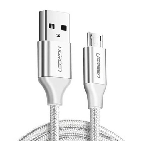 Kabel przewód w oplocie USB-A - micro USB 2.4A 1m - biały Kabel przewód w oplocie USB-A - micro USB 2.4A 1m - biały