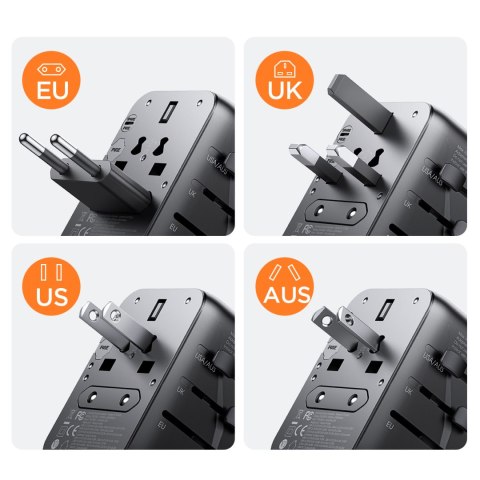 Ładowarka adapter podróżny uniwersalny 17W EU / US / UK / JP / AU / CN - czarny Ładowarka adapter podróżny uniwersalny 17W EU / US / UK / JP / AU / CN - czarny