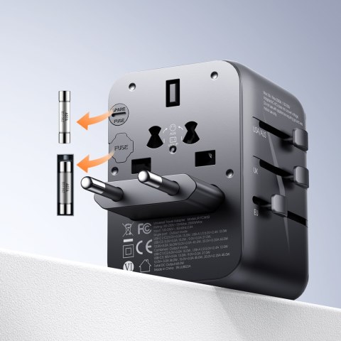 Ładowarka adapter podróżny uniwersalny 17W EU / US / UK / JP / AU / CN - czarny Ładowarka adapter podróżny uniwersalny 17W EU / US / UK / JP / AU / CN - czarny