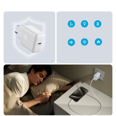 Ładowarka sieciowa USB-C PD 30W QC SFC - biała Ładowarka sieciowa USB-C PD 30W QC SFC - biała